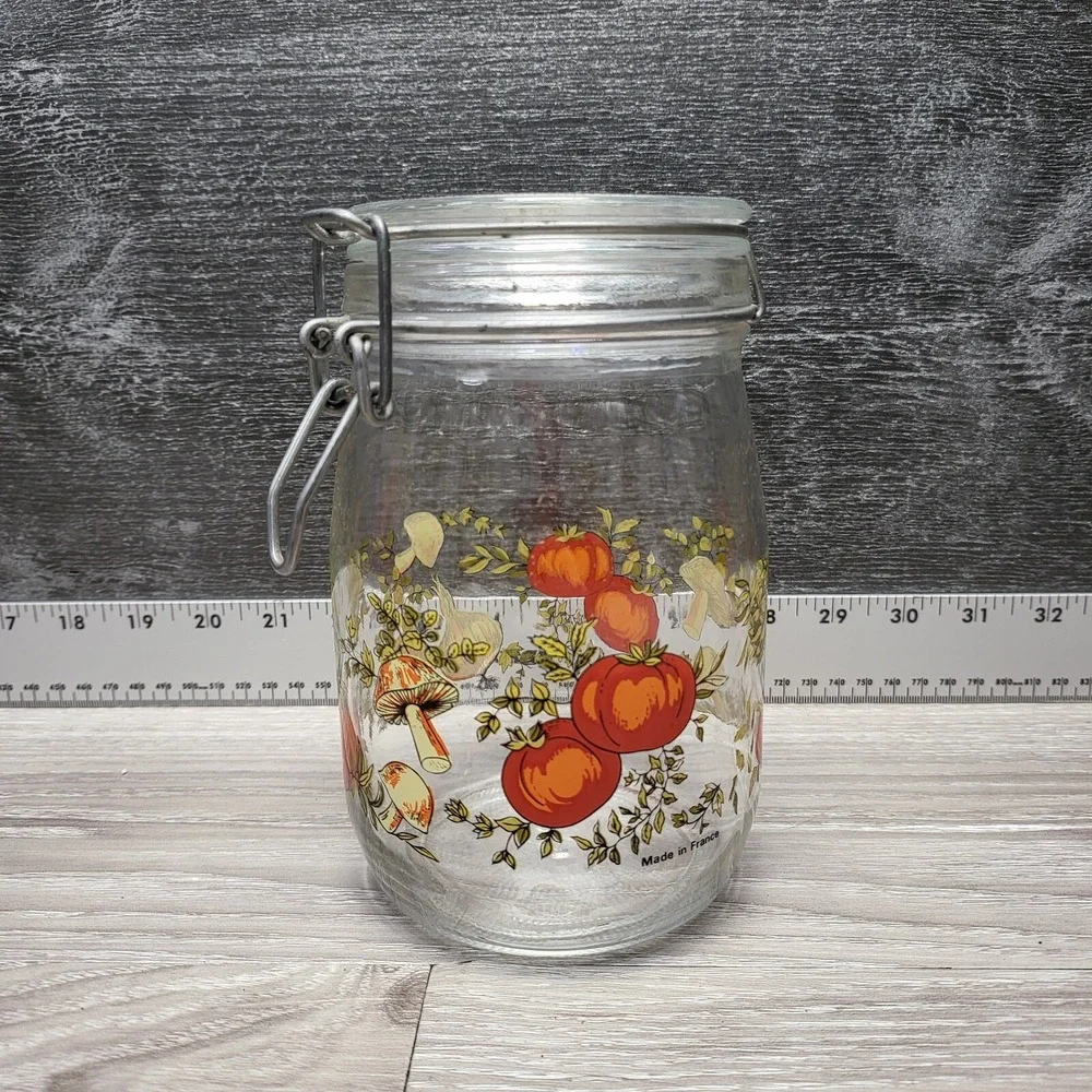 Vtg ARC Glass Canister Storage‎ Jar Spice of Life 1 L France